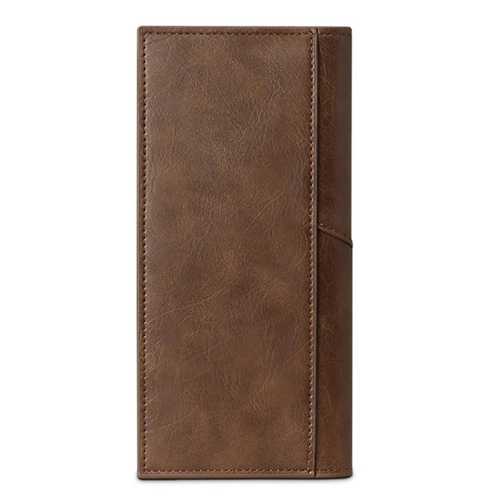 SUNICETY RFID Blocking PU Leather Ultra-thin Bi-fold Men Long Wallet Cards Cash Holder Bag - Coffee - 2