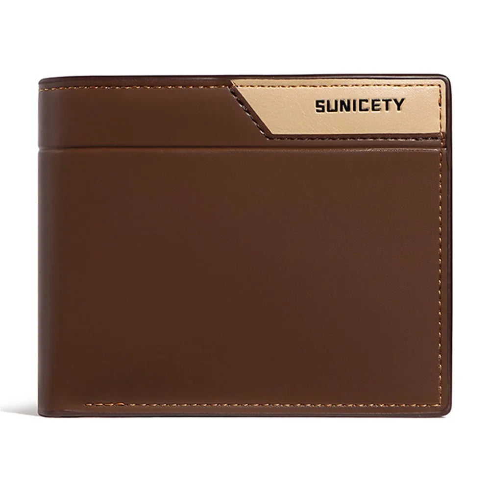 SUNICETY Men's Wallet RFID Blocking Card Storage Pouch Money Cash Coin Carrying Bag with Multiple Card Slots and Zipper Pocket - Coffee - 1