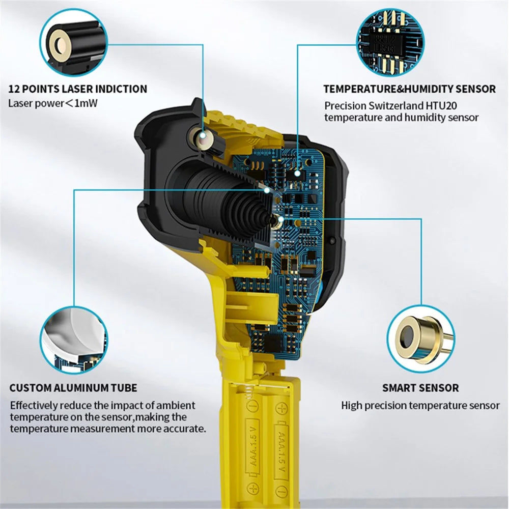 MESTEK 800B Infrared Temperature Measuring Device High-Precision Industrial Thermometer Handheld Thermometer with 12-Point Laser Positioning - 6