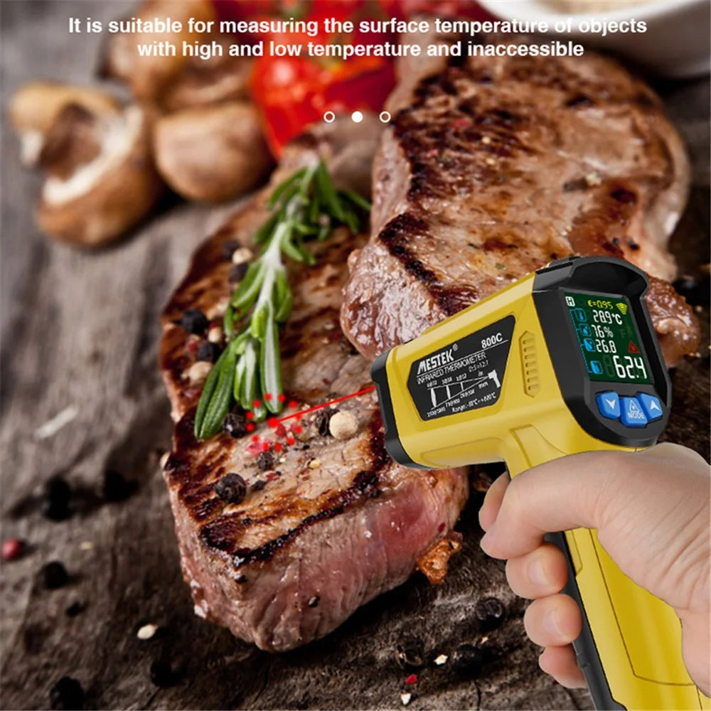 MESTEK 800C Handheld Infrared Temperature Measurer High-Precision Industrial Temp Humidity Meter Portable Thermometer with 12-Point Laser Positioning - 4