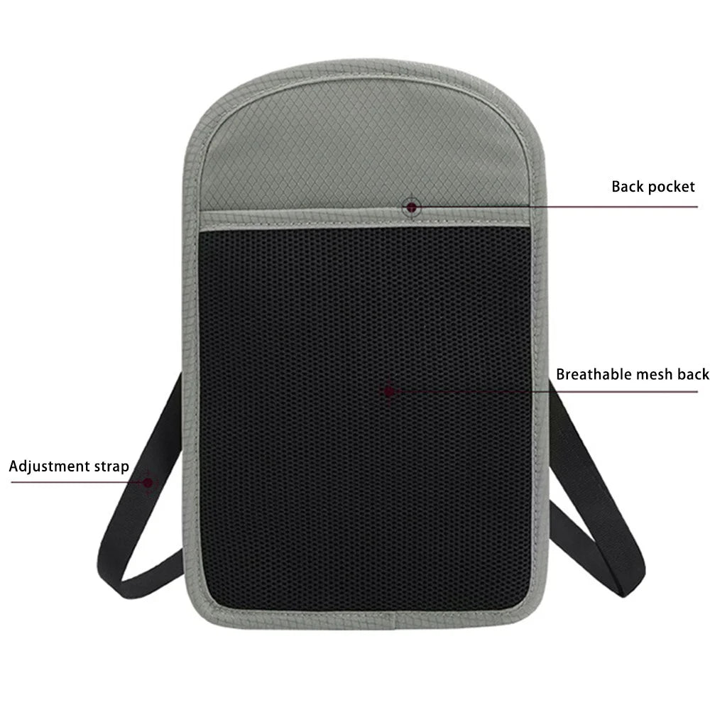 Neck-Mounted ID Card Holder Bag Patch Badge Holder Neck Lanyard Credit Card Organizer with RFID Blocking Function - Light Grey - 7