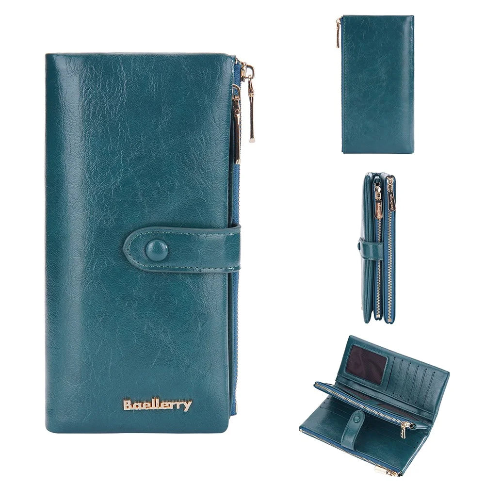 BAELLERRY N1911 Women's Multifunction Wallet PU Leather Card Storage Holder Cell Phone Pouch Long Clutch Bag - Dark Green - 1