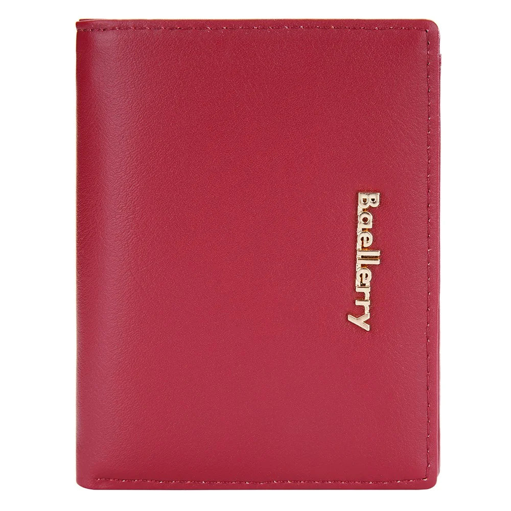 BAELLERRY NR097 Folding Zipper Short Wallet PU Leather Small Coin Purses Multiple Card Holder - Red - 2
