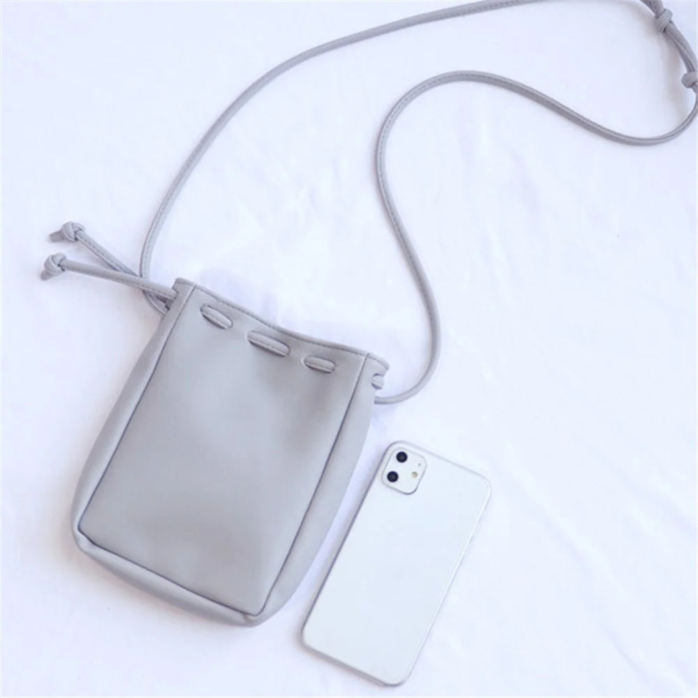 Mini Phone Crossbody Bag Shoulder Bag Smartphone Carry Pouch Daypack with Drawstring Closure - Green - 5