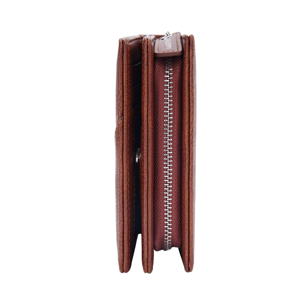 BAELLERRY D3254 PU Leather Retro Men Short Wallet Zipper Pocket Cards Cash Storage Bag Coin Purse - Brown - 2