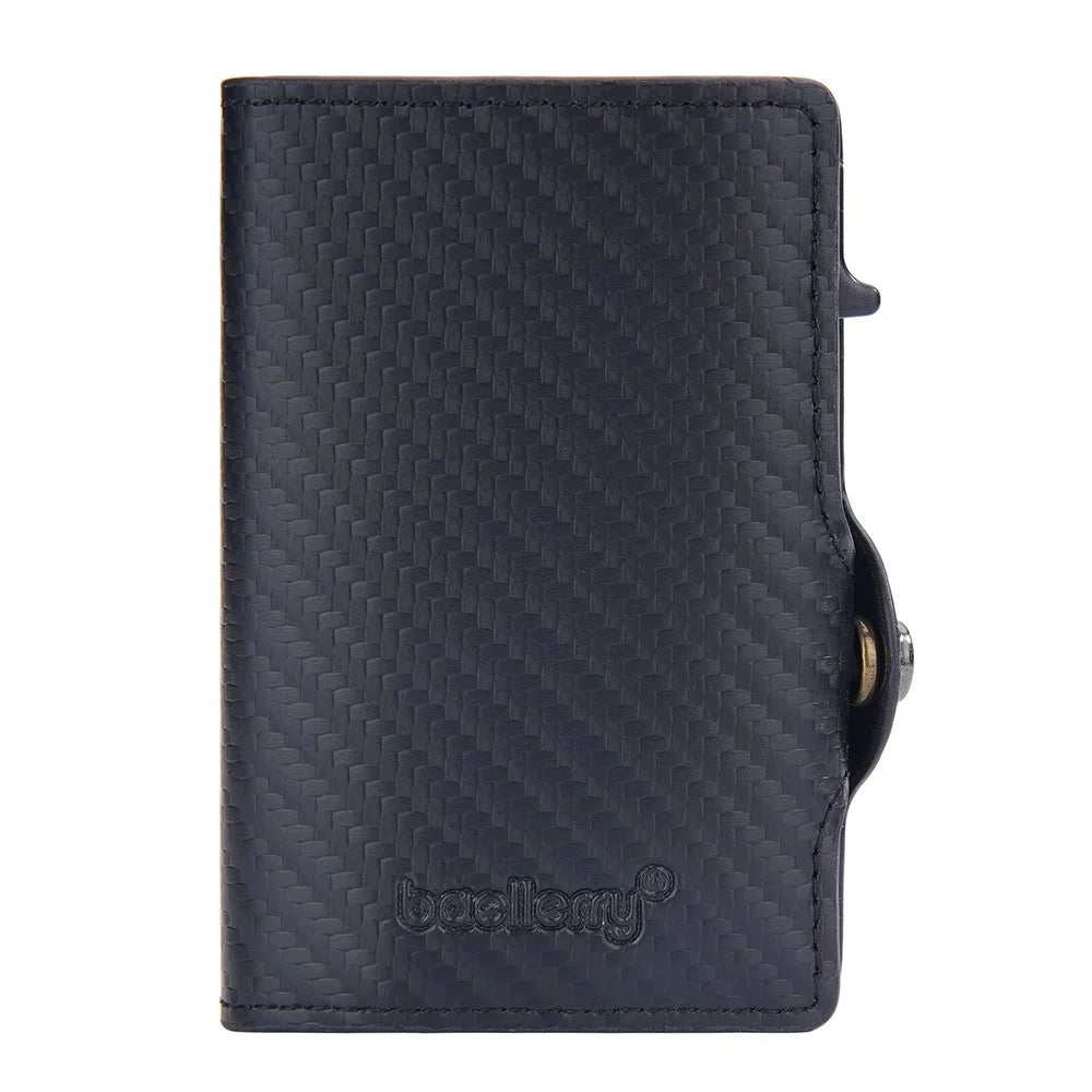 BAELLERRY K9303 Simple Style PU Leather Card Holder Portable Slim Magnetic Card Wallet Pouch - Black - 2