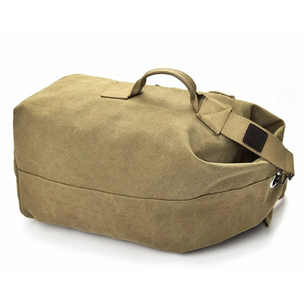 Hiking Camping Rucksack Canvas Travel Backpack Laptop Shoulders Bag, Size: S - Khaki - 6