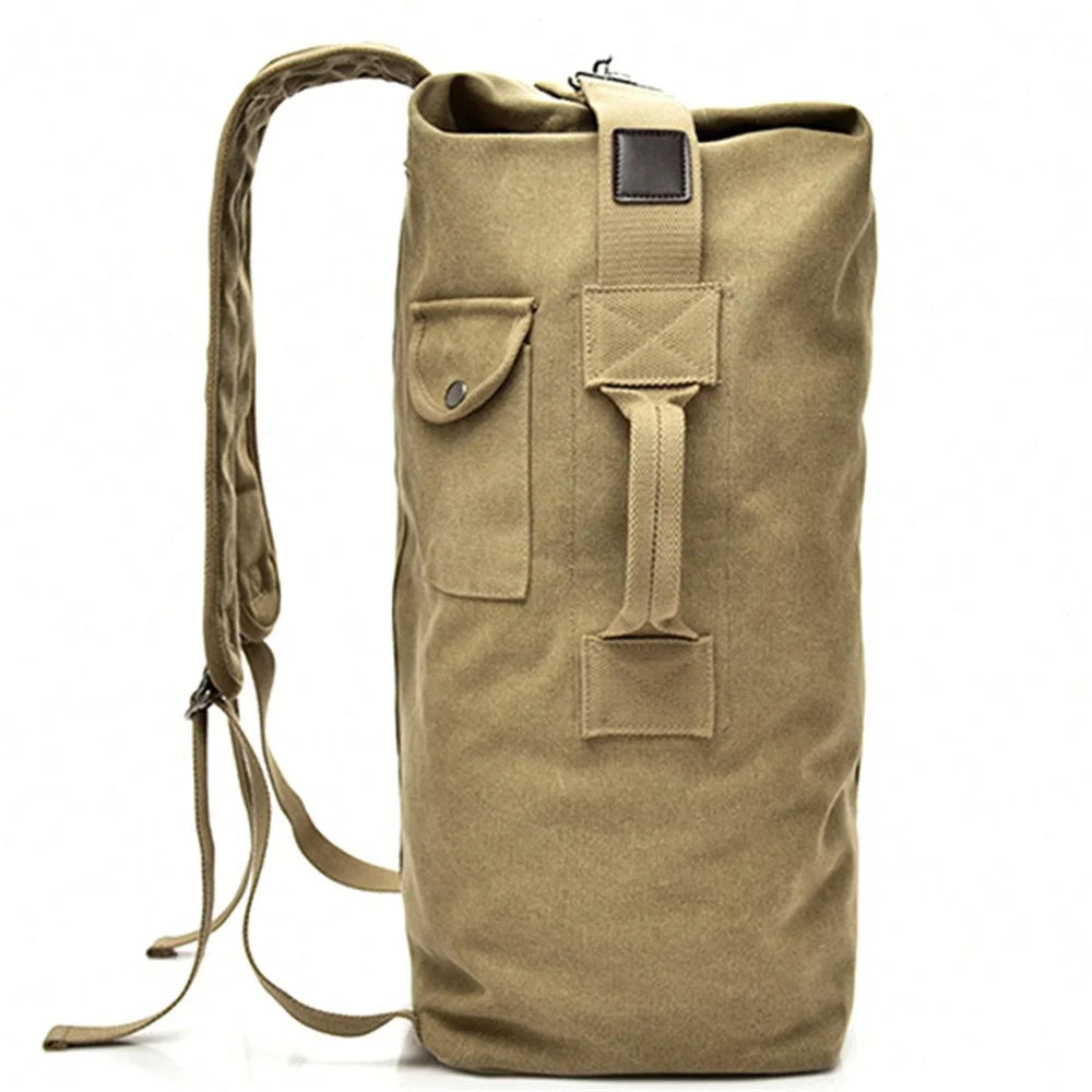 Hiking Camping Rucksack Canvas Travel Backpack Laptop Shoulders Bag, Size: S - Khaki - 7