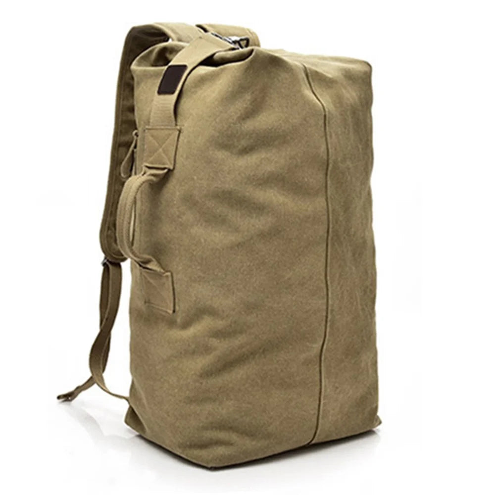 Super Large Canvas Travel Backpack Hiking Camping Rucksack Notebook Computer Laptop Shoulders Bag, Size: L - Khaki - 1