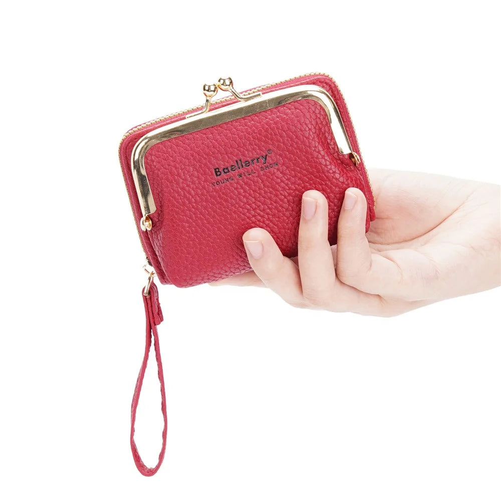 BAELLERRY N8630 Litchi Texture PU Leather Women Coin Purse Zipper Organ Card Bag - Red - 6