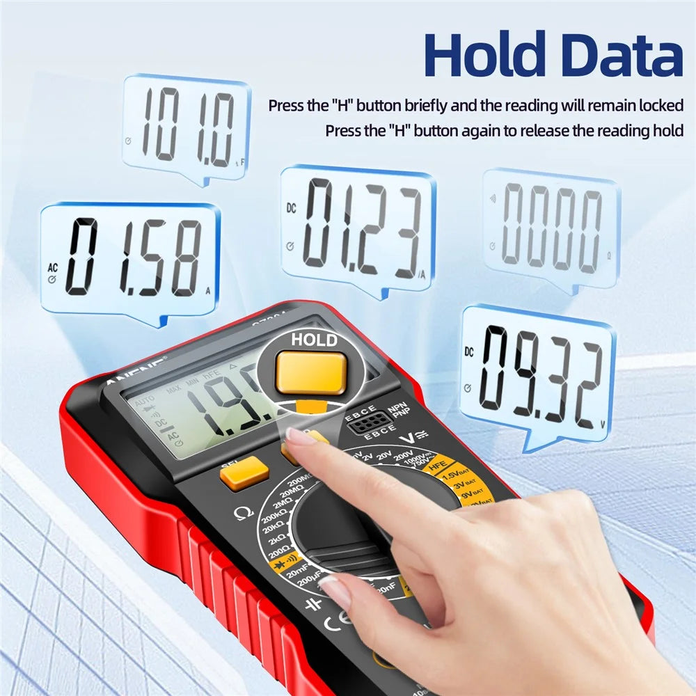 ANENG SZ304 High Precision Digital Display Meter Professional Portable Multimeter with Stand - Red - 5
