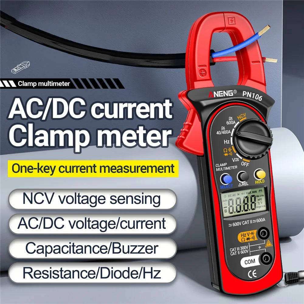 ANENG PN106 AC / DC Clamp Current Multimeter Digital Display 4000 Counts Pliers Meter with Lanyard - 2