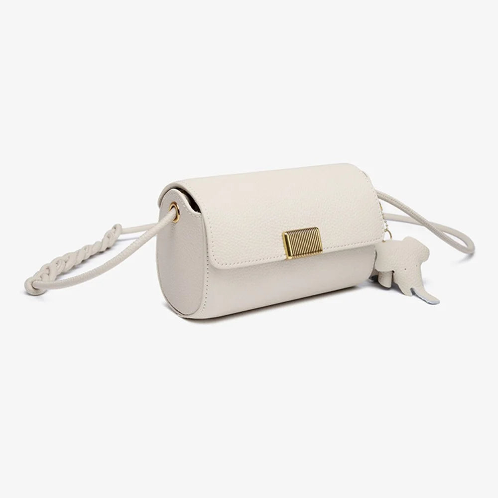 CKZC2245 Casual Crossbody Bag Top Layer Cowhide Leather Flip Cover Women Shoulder Bag Phone Pouch - Beige - 4