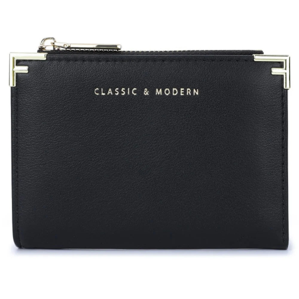 TAILIAN T2602-224 Women Bi-fold Short Wallet Ultra Slim PU Leather Cards Cash Holder Bag - Black - 1