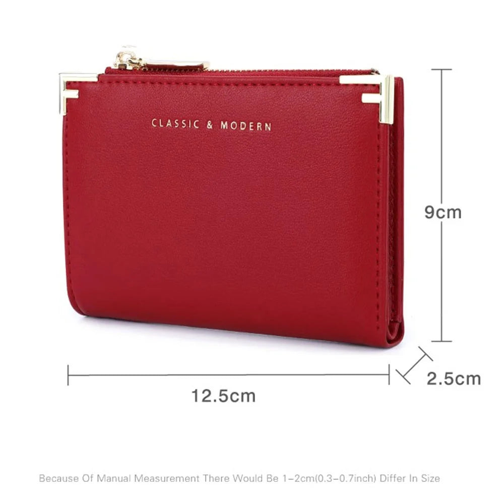 TAILIAN T2602-224 Women Bi-fold Short Wallet Ultra Slim PU Leather Cards Cash Holder Bag - Black - 6