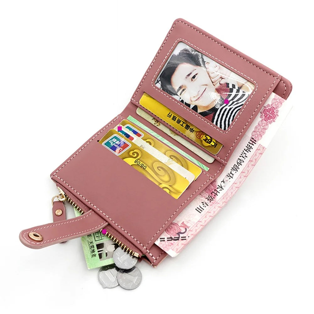 R433-15 Multiple Card Slots Women Stone Texture PU Leather Bi-fold Short Wallet Zipper Pocket Cash Storage Bag - Brown - 4