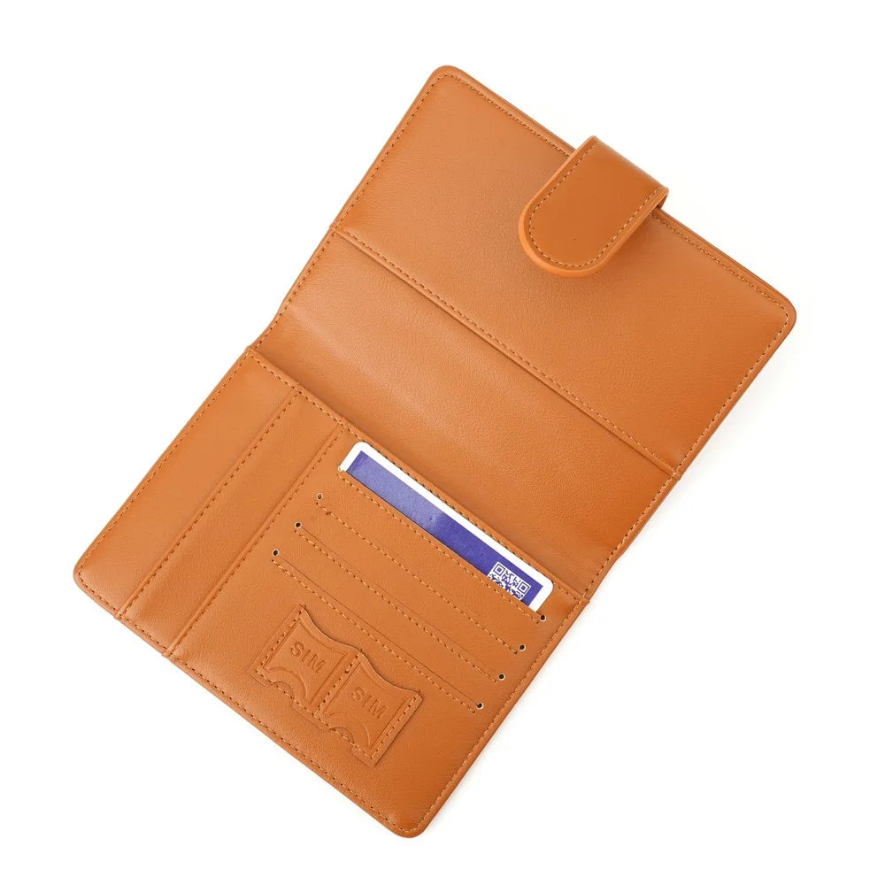 BAELLERRY K2393 Travel Passport Holder Cover RFID Blocking Wallet for Credit Cards Boarding Passes - Brown - 3