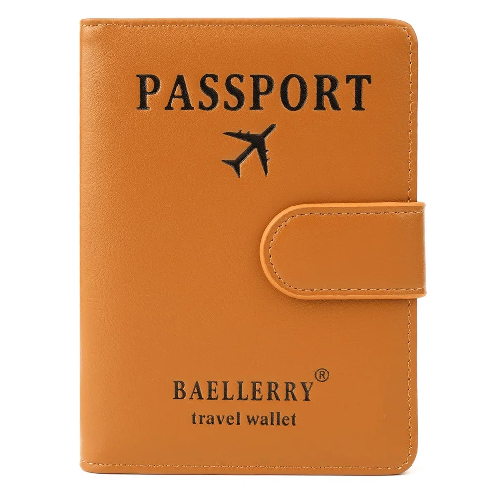 BAELLERRY K2393 Travel Passport Holder Cover RFID Blocking Wallet for Credit Cards Boarding Passes - Brown - 5