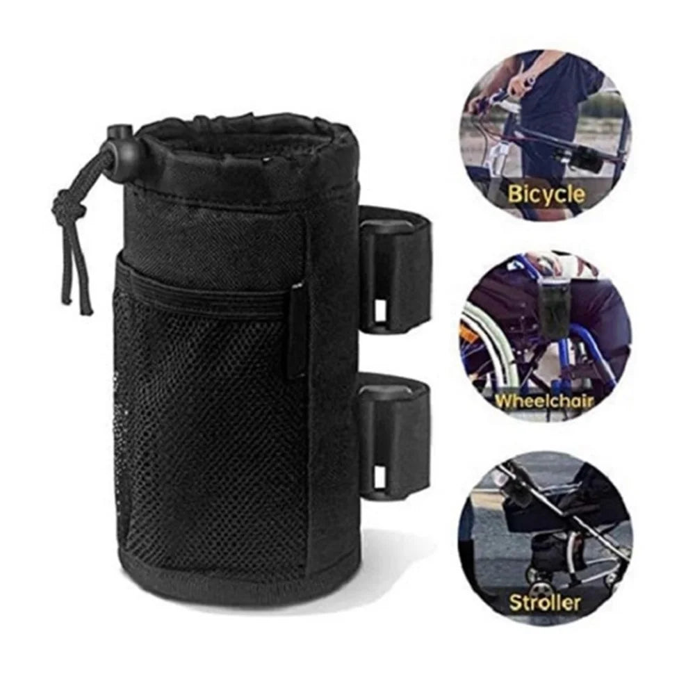 Polyester Cup Holder Pouch Bag Water Bottle Holder Drink Cup Cage for Bicycle, Baby Stroller, Cruiser, MTB - Black - 2