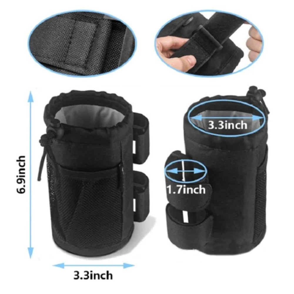 Polyester Cup Holder Pouch Bag Water Bottle Holder Drink Cup Cage for Bicycle, Baby Stroller, Cruiser, MTB - Black - 6