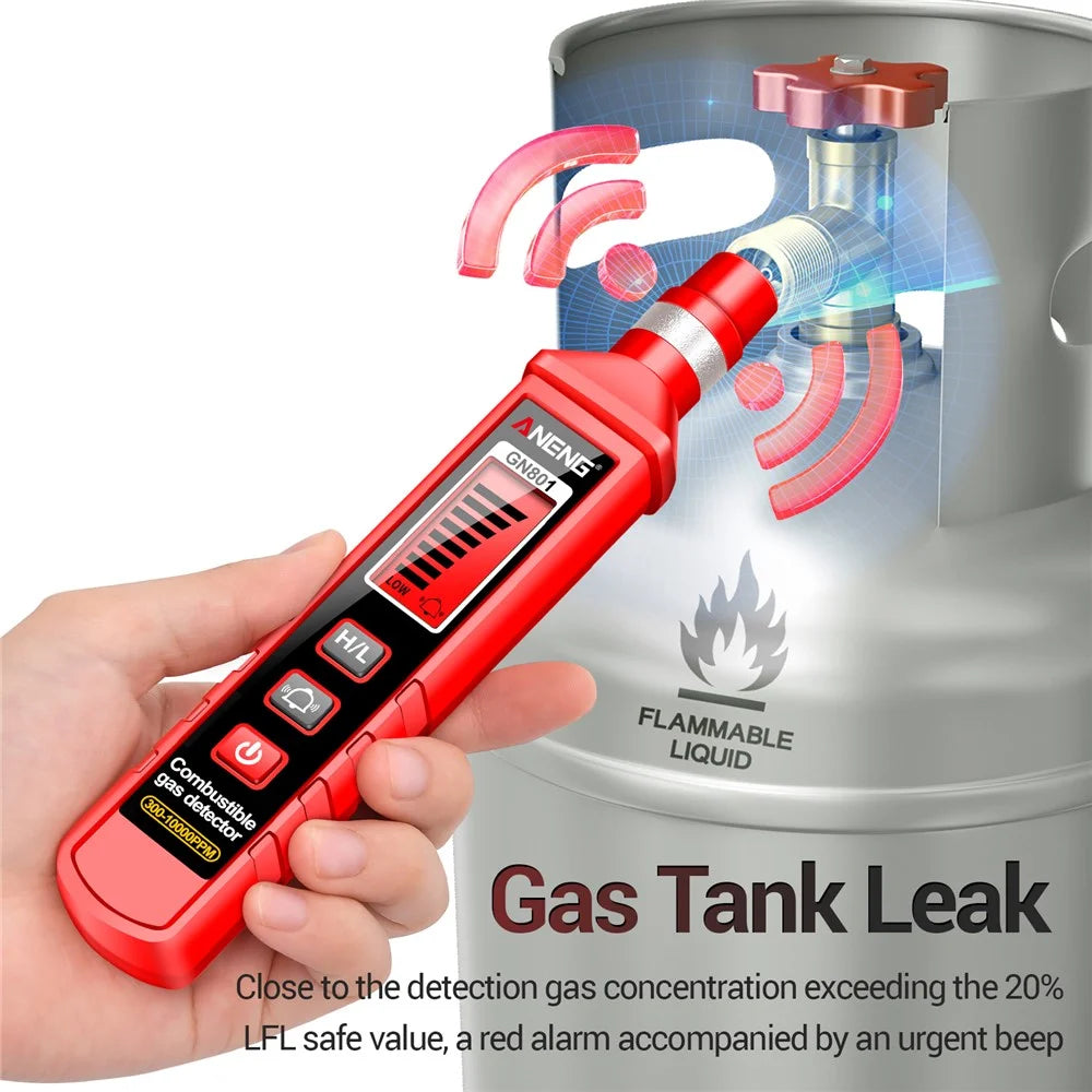 ANENG GN801 Combustible Gas Detector 300-10000PPM Sound Alarm Gas Analyzer Gas Leakage Meter LCD Environmental Tester Tool - 5