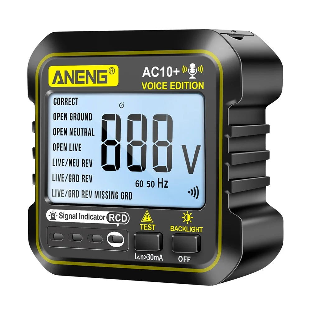 ANENG AC10+ Socket Tester Plug Detector Voice Broadcast Phase Detector Multimeter Digital Tester - EU Plug - 1