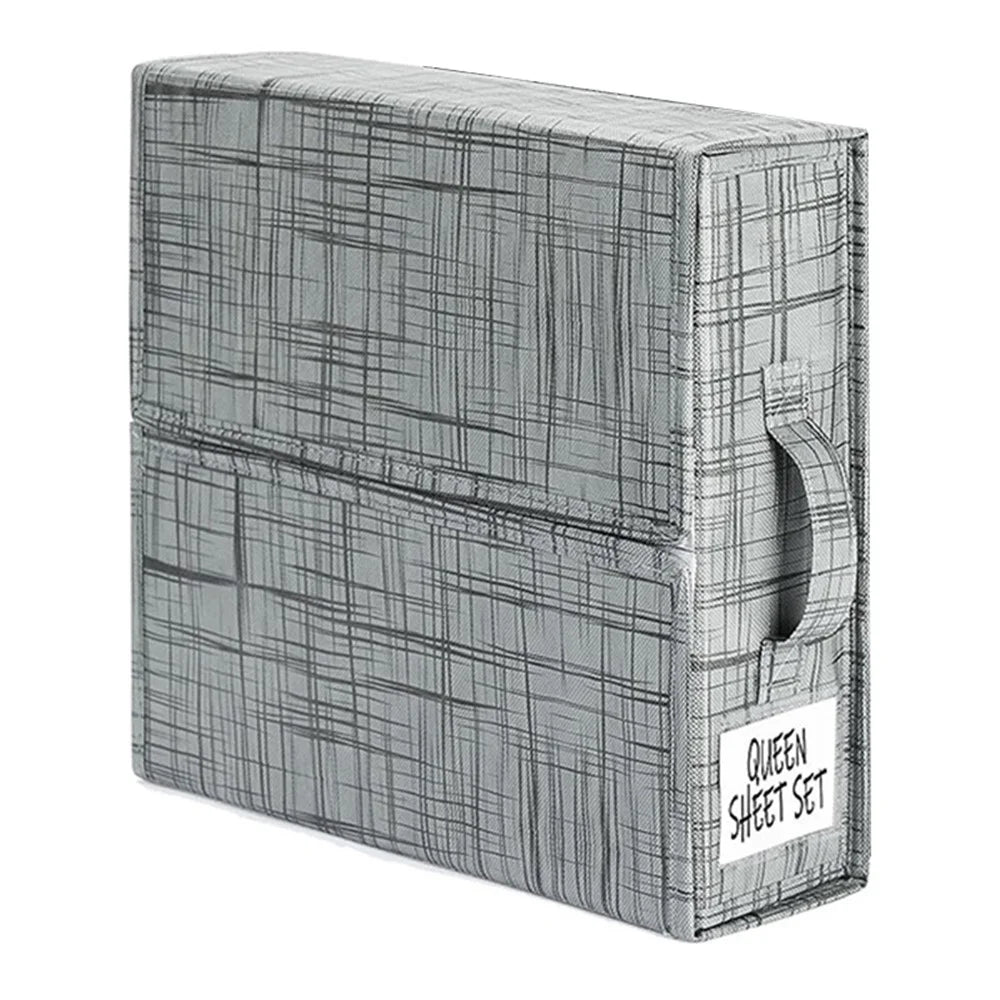 Under Bed Storage Box Oxford Cloth Foldable Clothes Blanket Organiser Handbag - Grey+Lines - 1