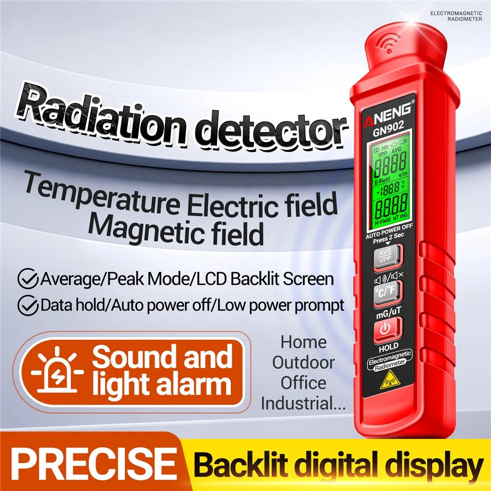 ANENG GN902 Radiation Detector LCD Backlit Digital Display Electromagnetic Radiation Measurer Tester - 2