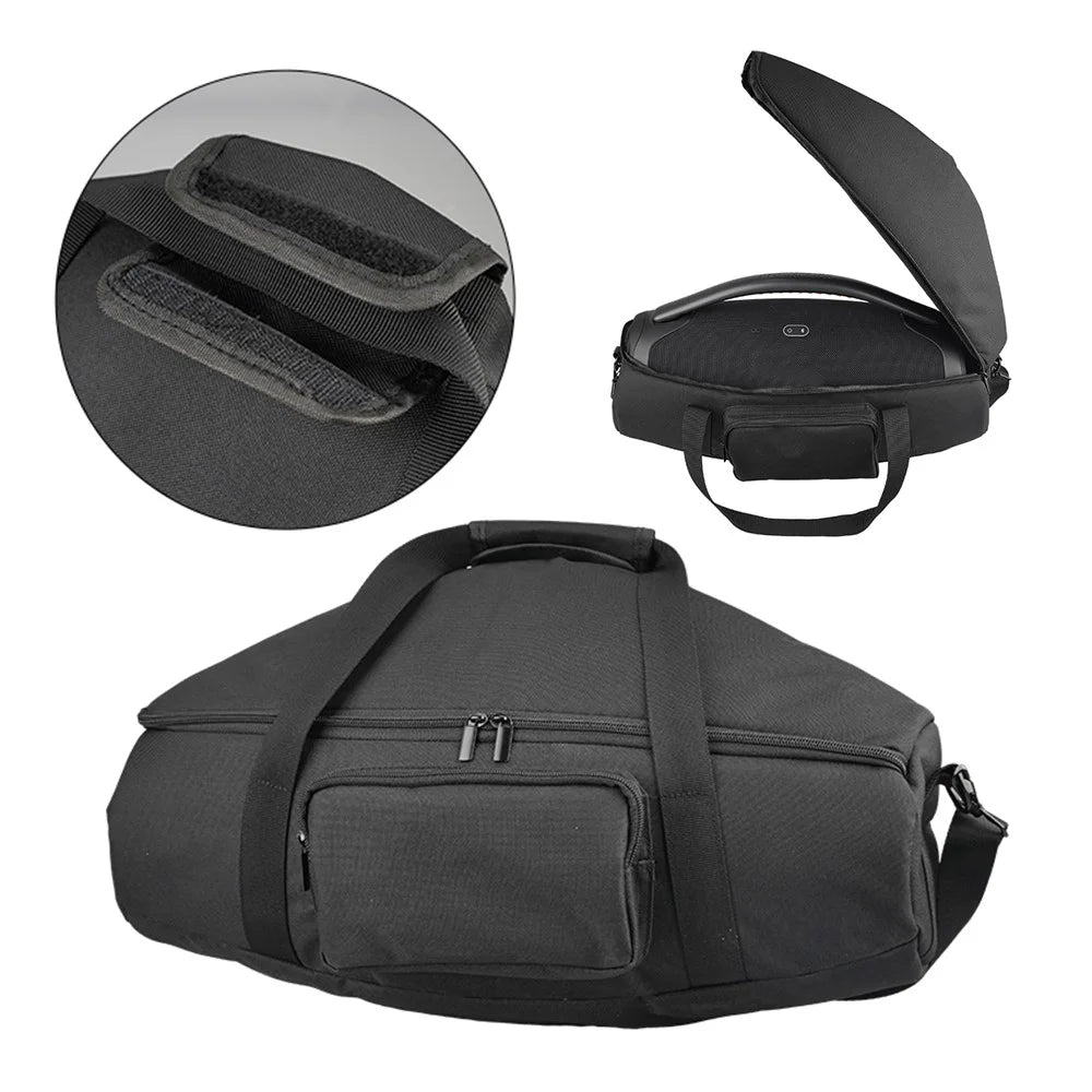 Travel Case for JBL Boombox 3 / 2 Portable Bluetooth-compatible Speaker Cloth Carrying Storage Bag with Shoulder Strap - Black - 1