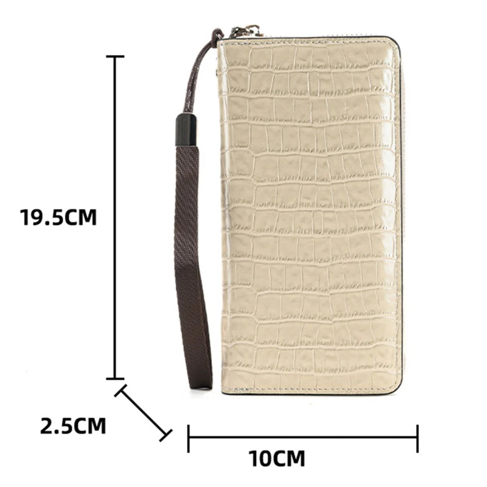 15839 Wristlet Clutch Purse Long Wallet Women's PU Leather Cell Phone Pouch Handbag - Beige - 5