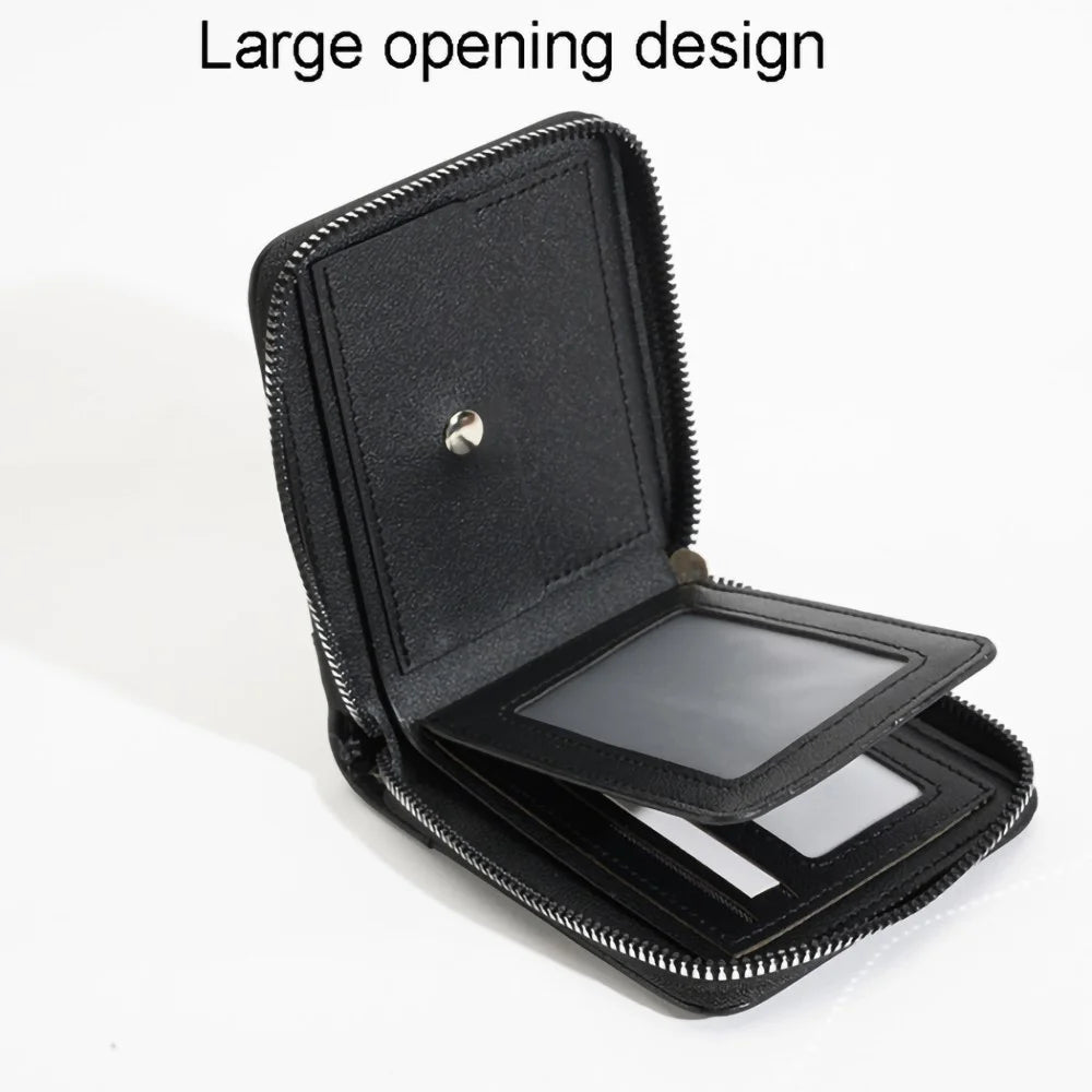 270 Boy's Purse RFID Blocking Men's Wallet PU Leather Clutch Hand Bag Card Holder Billfold - Black - 2