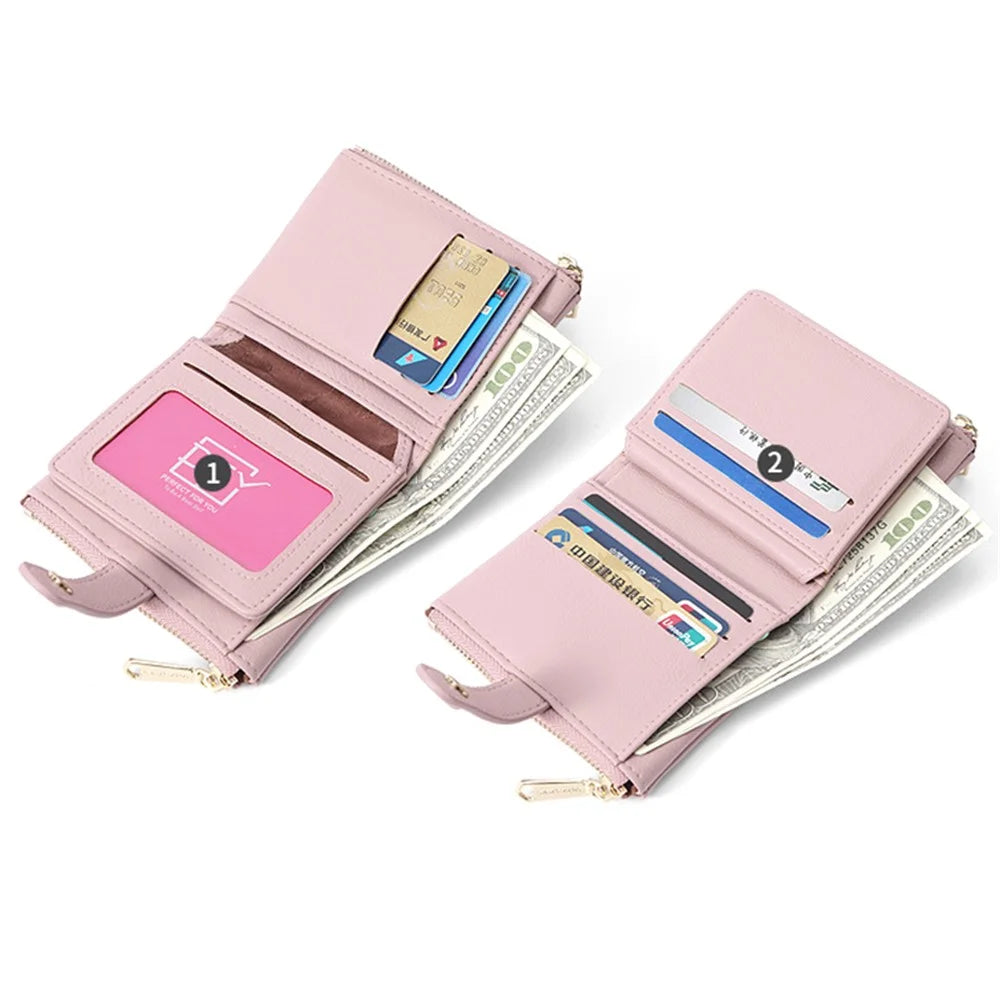 PERFECT FOR YOU 6903-008 Soft Leather Wallet Zipper Cash Storage Pouch Coin Small Change Purse Bag - Pink - 5