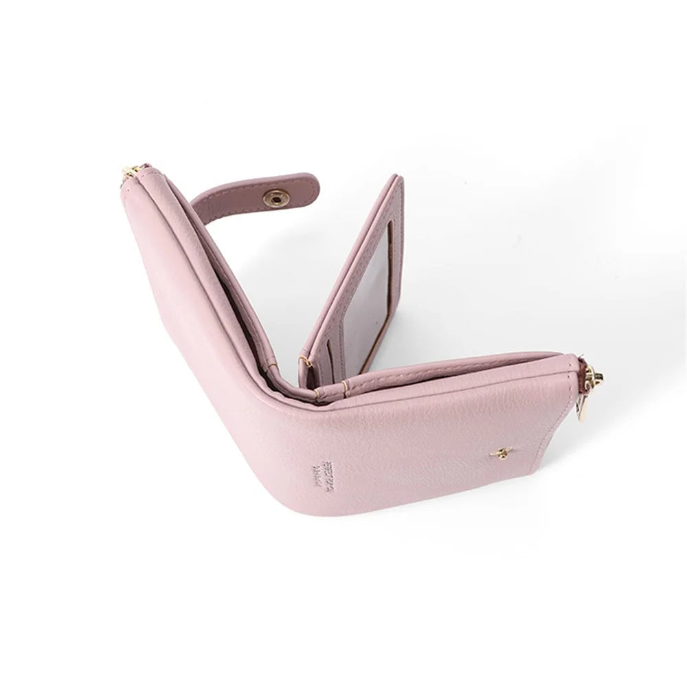 PERFECT FOR YOU 6903-008 Soft Leather Wallet Zipper Cash Storage Pouch Coin Small Change Purse Bag - Pink - 6