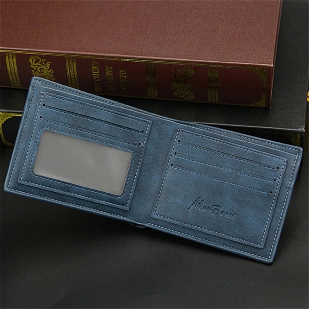 MENBENSE D2406-M Men's Wallet Multiple Card Slots PU Leather Cash Money Storage Pouch Billfold - Blue - 4