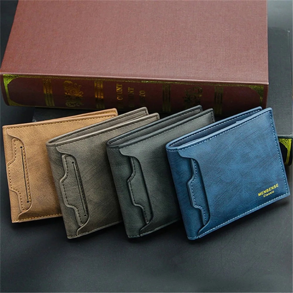 MENBENSE D2406-M Men's Wallet Multiple Card Slots PU Leather Cash Money Storage Pouch Billfold - Blue - 6