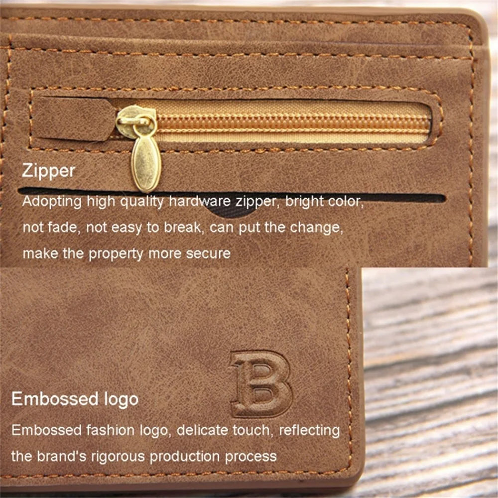 MENBENSE Matte Texture Wallet Men's Billfold PU Leather Cash Money Storage Pouch - Coffee - 5
