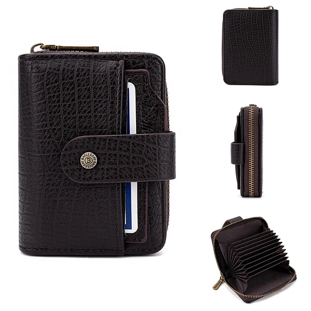 BAELLERRY K9222 Textured Wallet PU Leather Men's Card Holder Pouch Coin Storage Bag - Coffee - 1