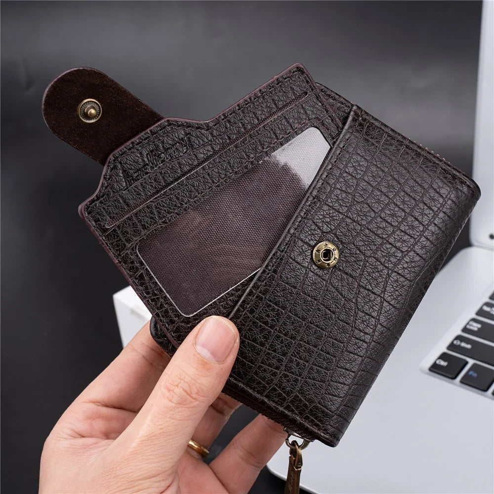BAELLERRY K9222 Textured Wallet PU Leather Men's Card Holder Pouch Coin Storage Bag - Coffee - 6