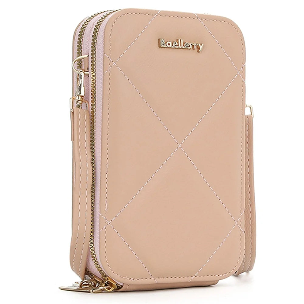 BAELLERRY N0111 Zipper Design PU Leather Crossbody Bag Phone Pouch Shoulder Bag for Travel, Daily Use - Pink - 1
