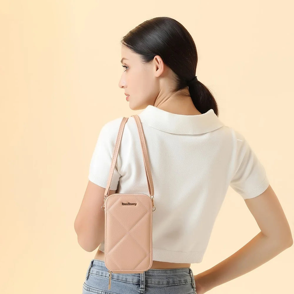 BAELLERRY N0111 Zipper Design PU Leather Crossbody Bag Phone Pouch Shoulder Bag for Travel, Daily Use - Pink - 2