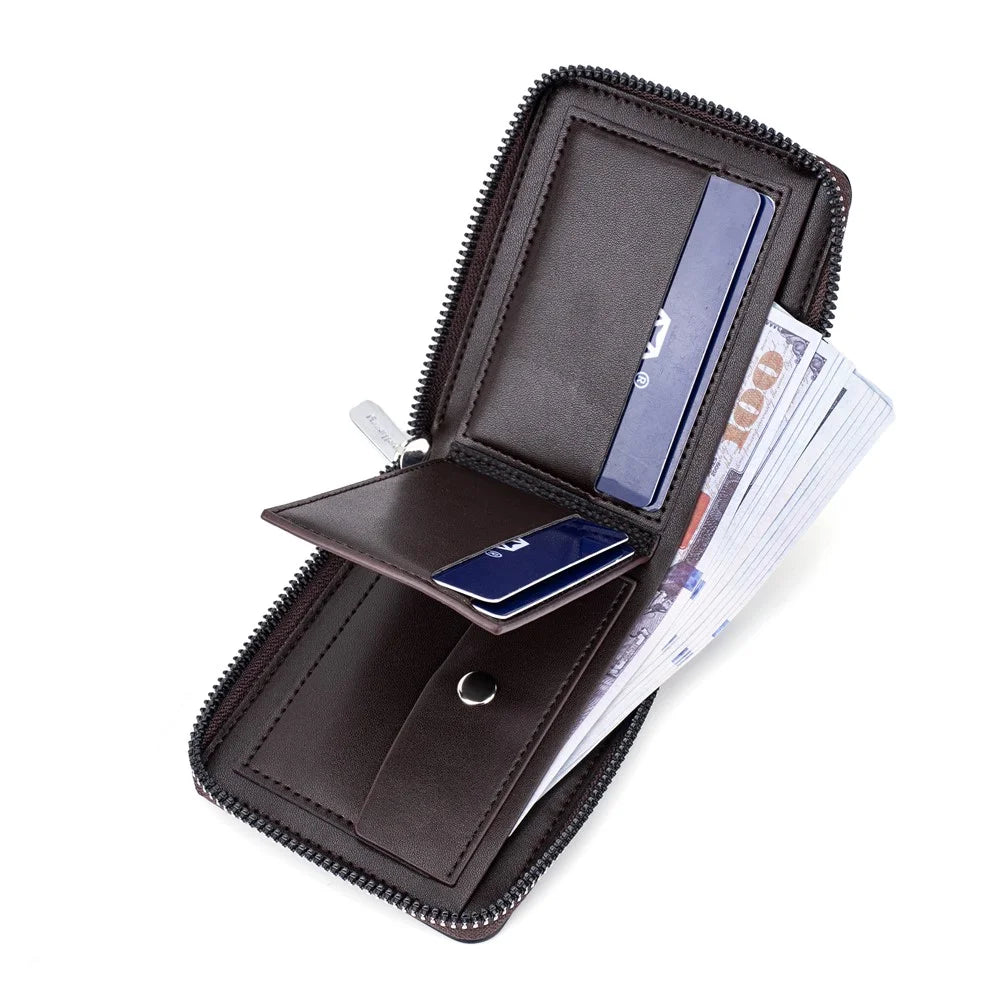 BAELLERRY D5109 PU Leather Zippered Wallet for Men RFID Blocking Card Slot Coin Purse Clutch Bag - Coffee - 2