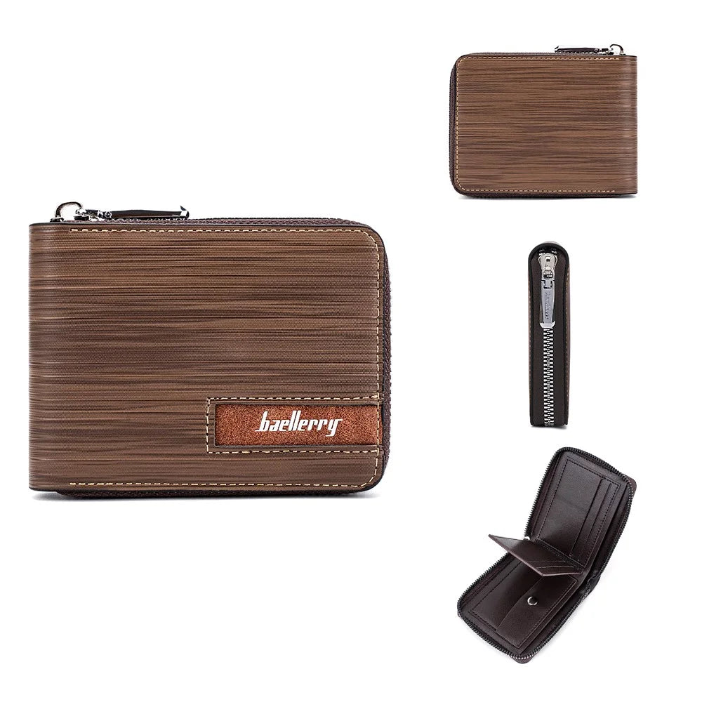 BAELLERRY D5109 PU Leather Zippered Wallet for Men RFID Blocking Card Slot Coin Purse Clutch Bag - Coffee - 5