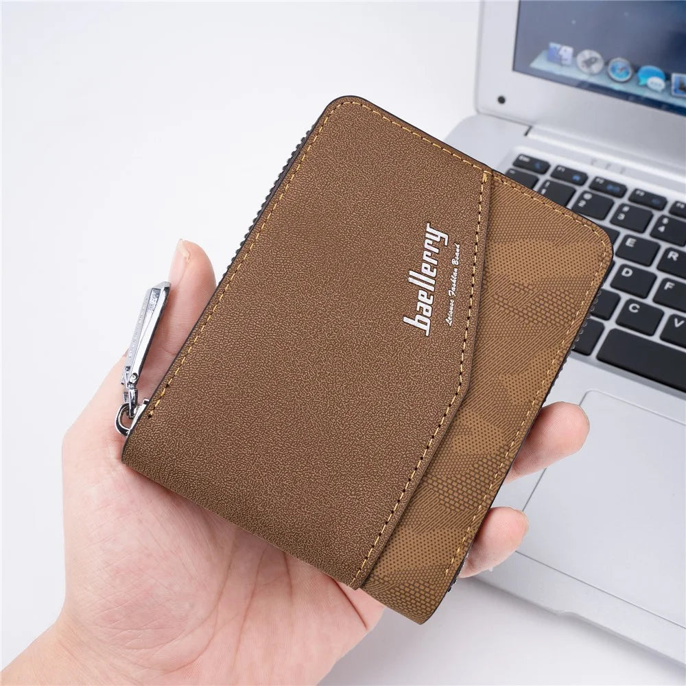 BAELLERRY D5106 Men's Retro RFID Blocking Wallet Card Holder Coin Purse Bag Zipper PU Leather Billfold - Light Brown - 5