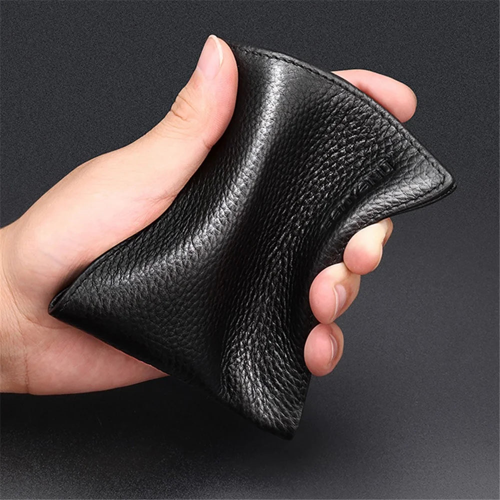 BANYANU N887 First Layer Cowhide Men Short Wallet Card Cash Storage Bag - Coffee Trifold - 2