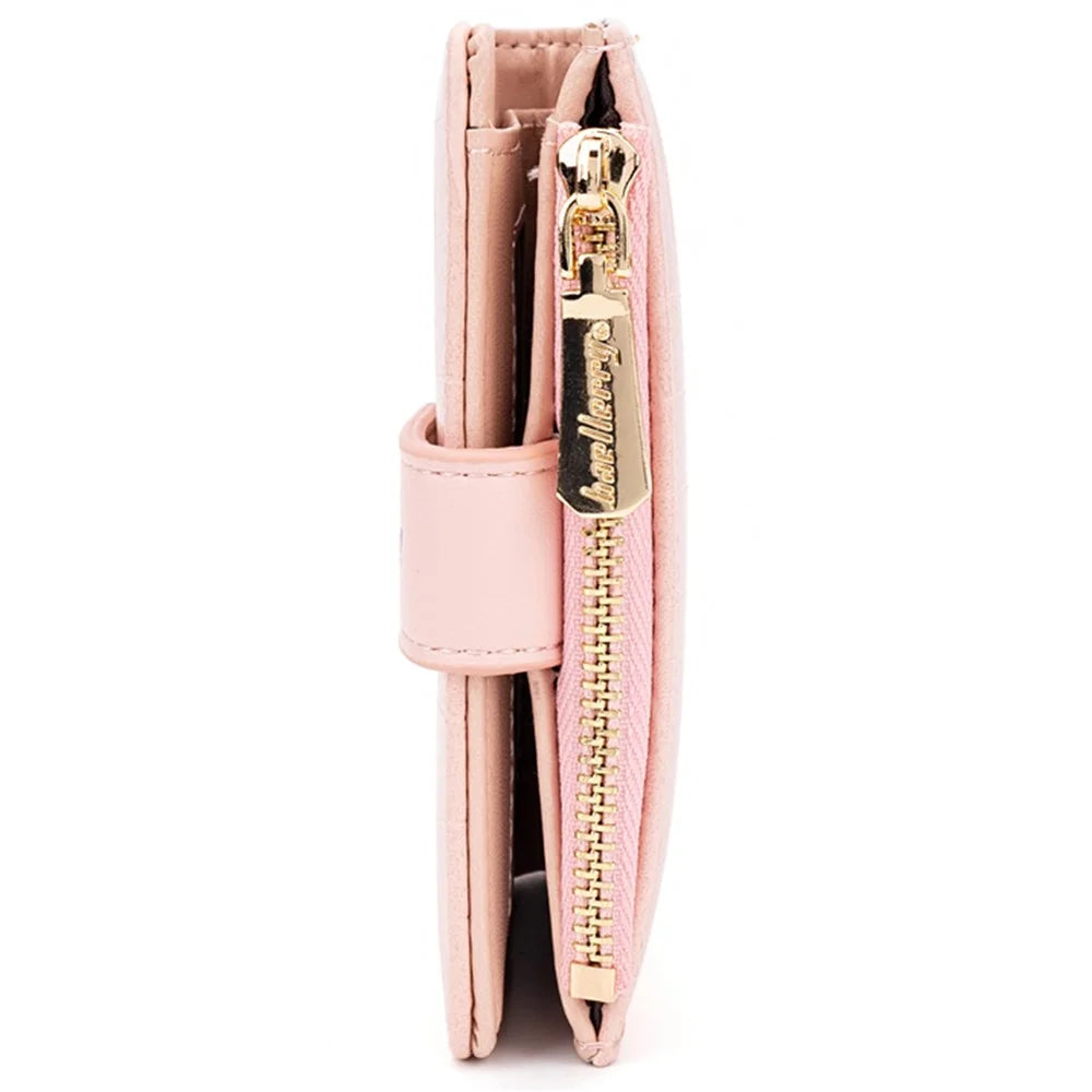 BAELLERRY N8327 Fashion Stone Texture PU Leather Women Bi-fold Short Wallet - Pink - 5