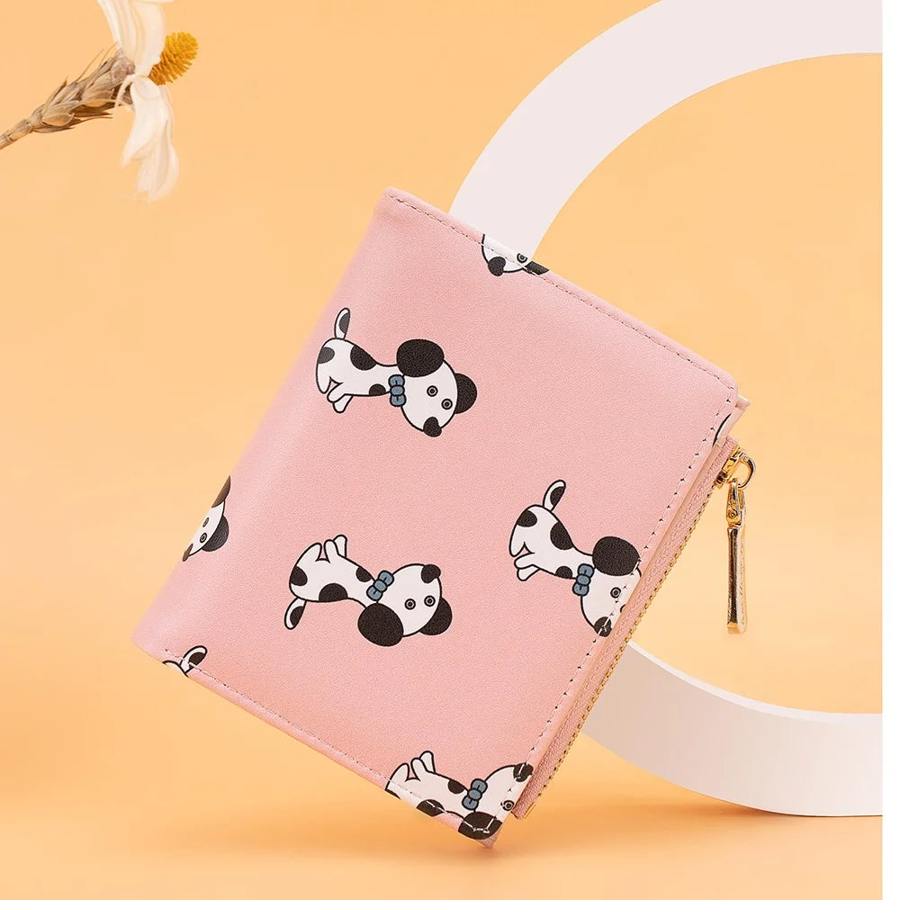 BAELLERRY N8328 Cartoon Dog Pattern Women PU Leather Zipper Pocket Short Wallet - Pink - 7