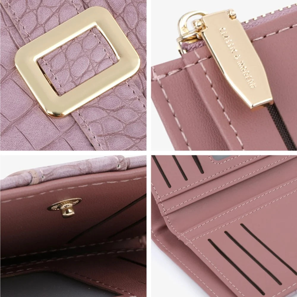 TAILIAN T2607-029 Crocodile Texture PU Leather Women Wallet with Zipper Pocket - Purple - 6