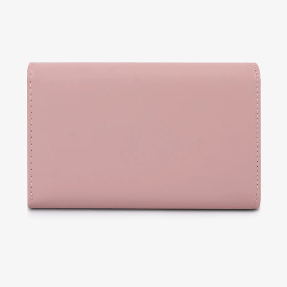 TAILIAN T6223-041 Foldable Short Wallet Trifold Leather Pocket Purse Card Holder - Pink - 4