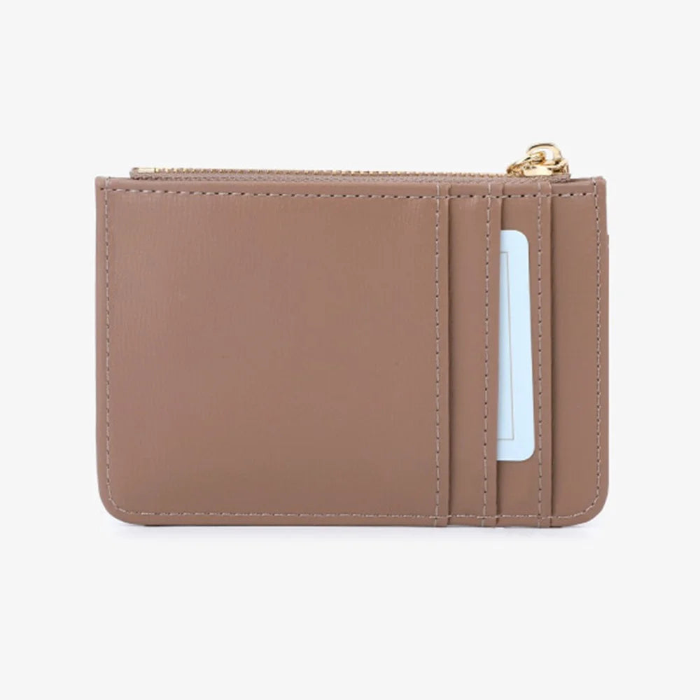 TAILIAN TB149-001 Small Wallet Zipper Card Holder Coin Changes Purse with Keychain - Orange - 6