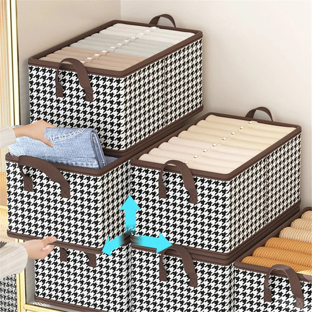 JJTZ 40 x 10 x 10cm Pattern Design Storage Cube Organizer Folding Cloth Box Container - Black - 2